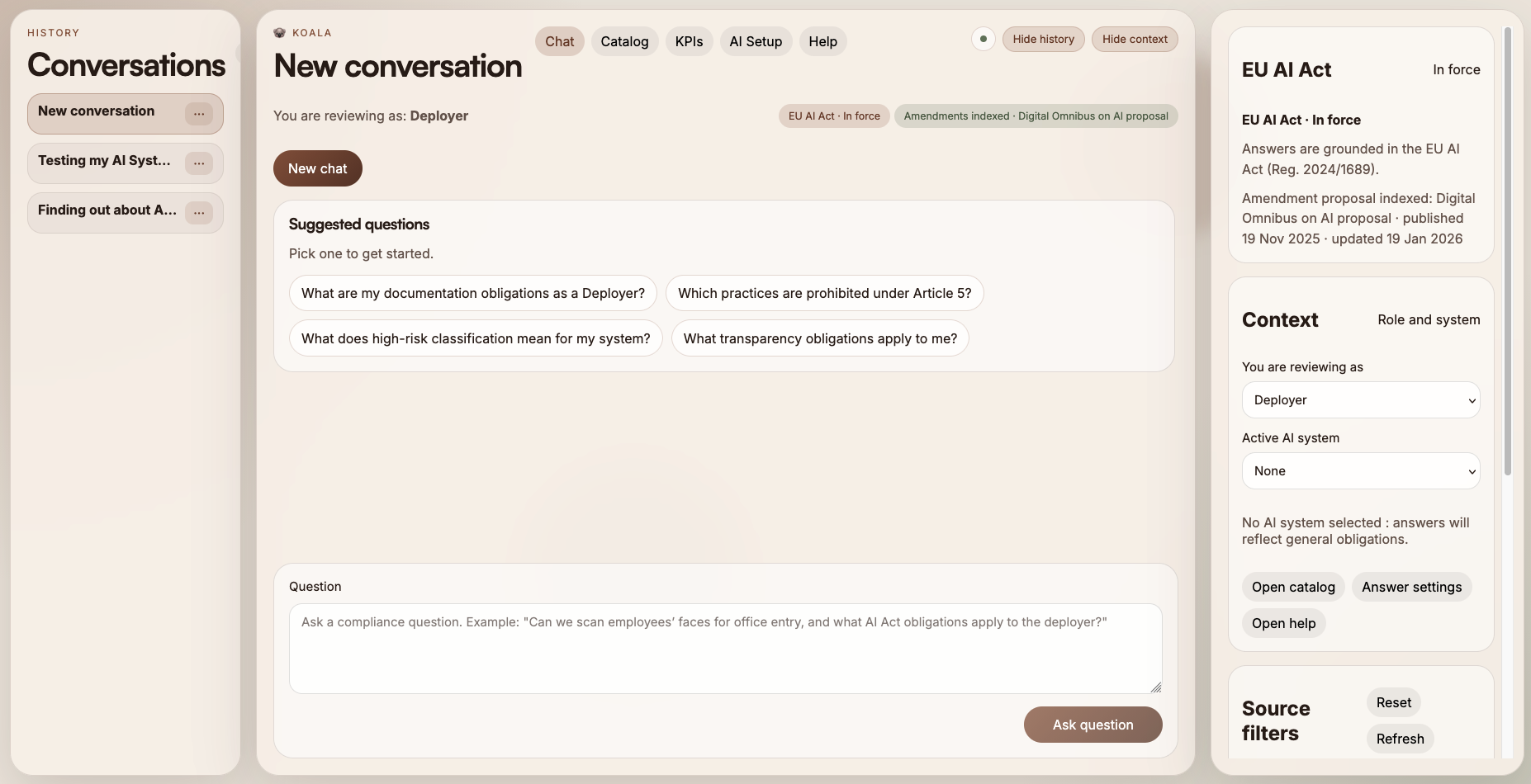 Koala overview dashboard
